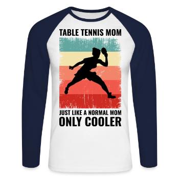 Tischtennis Tischtennis Mama Mütter Tag Vintage - Unisex Baseballshirt langarm - Weiß/Navy - Vorne - Nik (191cm)