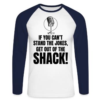 Amateur Amateur Radio Opérateur Humour Blagues - T-shirt baseball manches longues Homme - blanc/marine - Devant - Nik (191cm)