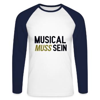 Musical muss sein - Unisex Baseballshirt langarm - Weiß/Navy - Vorne - Nik (191cm)