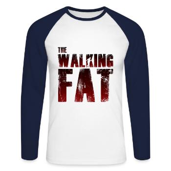 Fat Dick - Unisex Long Sleeve Baseball T-Shirt - white/navy - Front - Nik (191cm)