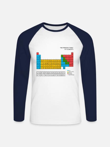 Periodic Table of elements - Unisex Long Sleeve Baseball T-Shirt - white/navy