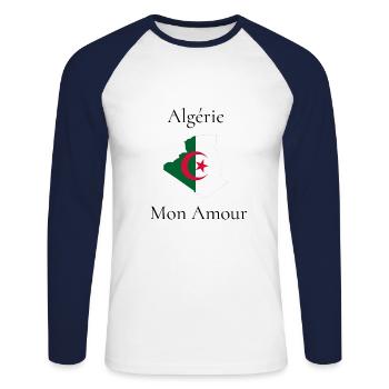 Algeria My Love - Unisex Long Sleeve Baseball T-Shirt - white/navy - Front - Nik (191cm)