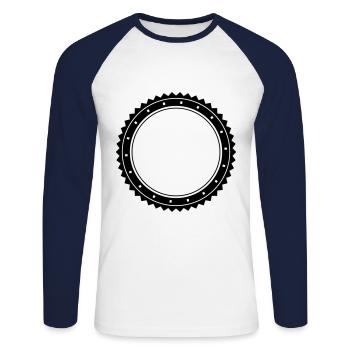 emblème du cercle - T-shirt baseball manches longues Homme - blanc/marine - Devant - Nik (191cm)