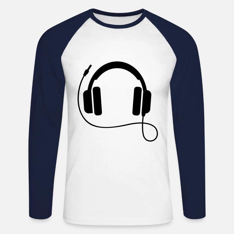 Kopfhörer Symbol - Unisex Baseballshirt langarm - Weiß/Navy