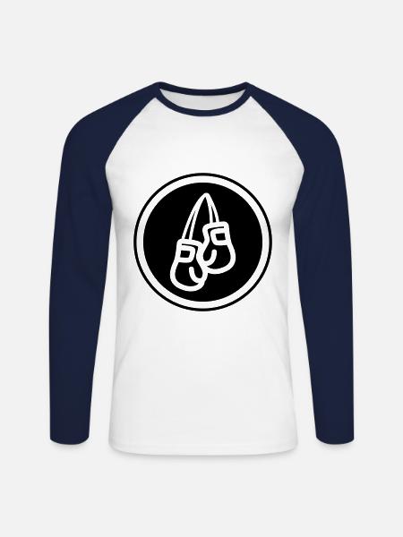 Boxen Boxhandschuhe Symbol - Unisex Baseballshirt langarm - Weiß/Navy