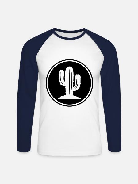 Cactus symbol - Unisex Long Sleeve Baseball T-Shirt - white/navy