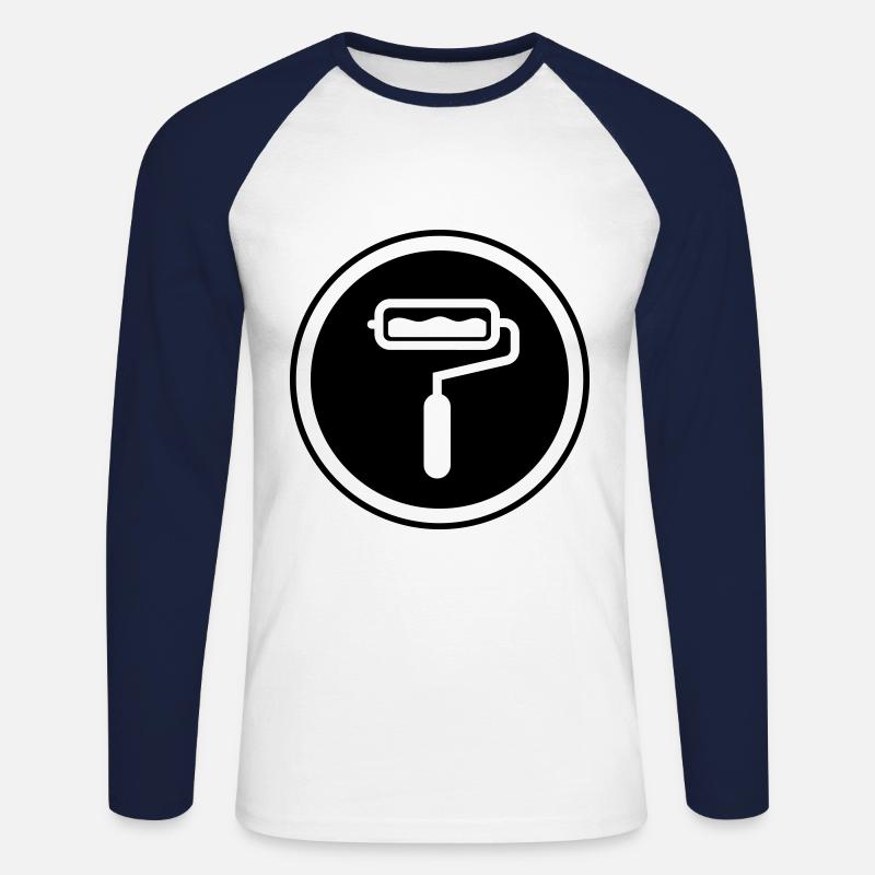 Maler Silhouette icon - Unisex Baseballshirt langarm - Weiß/Navy