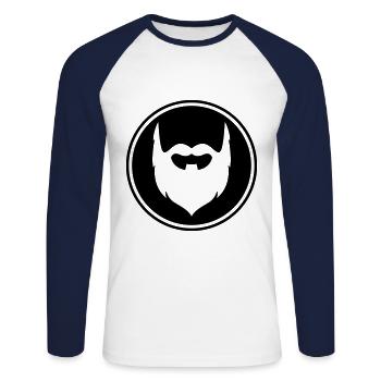 Symbole de barbe - T-shirt baseball manches longues Homme - blanc/marine - Devant - Nik (191cm)