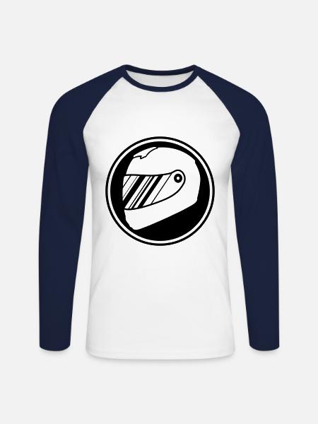 Racer helm racing - Unisex Long Sleeve Baseball T-Shirt - white/navy