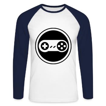 Gamepad Icon Gamer - Unisex Long Sleeve Baseball T-Shirt - white/navy - Front - Nik (191cm)