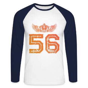 56 Number crown - Unisex Long Sleeve Baseball T-Shirt - white/navy - Front - Nik (191cm)