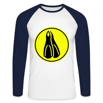 Cercle d’ailerons de plongée - T-shirt baseball manches longues Homme - blanc/marine - Devant - Nik (191cm)