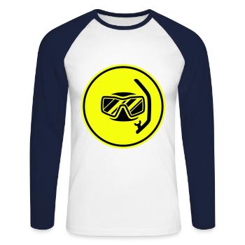 Diving goggles circle icon - Unisex Long Sleeve Baseball T-Shirt - white/navy - Front - Nik (191cm)