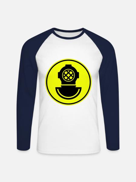 Diver helmet apnea - Unisex Long Sleeve Baseball T-Shirt - white/navy