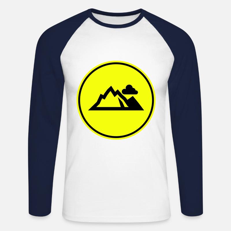 Berge Mountains Silhouette - Unisex Baseballshirt langarm - Weiß/Navy