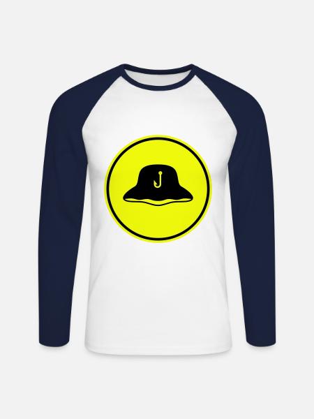 Fishing Hat Icon Silhouette - Unisex Long Sleeve Baseball T-Shirt - white/navy