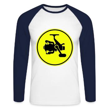 Icône du symbole du moulinet de pêche - T-shirt baseball manches longues Homme - blanc/marine - Devant - Nik (191cm)