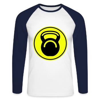 Hantel gewichte icon - Unisex Baseballshirt langarm - Weiß/Navy - Vorne - Nik (191cm)