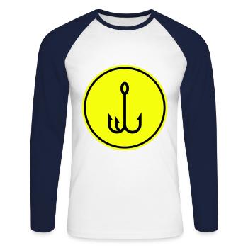Angelhaken angler icon - Unisex Baseballshirt langarm - Weiß/Navy - Vorne - Nik (191cm)