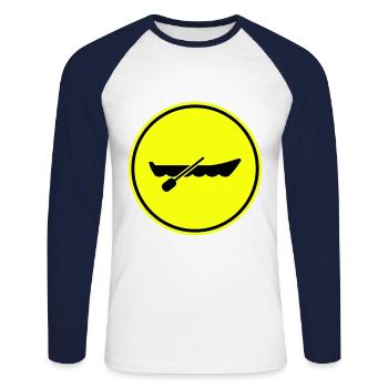 Silhouette du symbole de botte - T-shirt baseball manches longues Homme - blanc/marine - Devant - Nik (191cm)