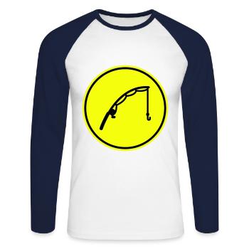 Icône de pêche à la canne à pêche - T-shirt baseball manches longues Homme - blanc/marine - Devant - Nik (191cm)