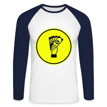 Monnaie Monnaie Silhouette - T-shirt baseball manches longues Homme - blanc/marine - Devant - Nik (191cm)