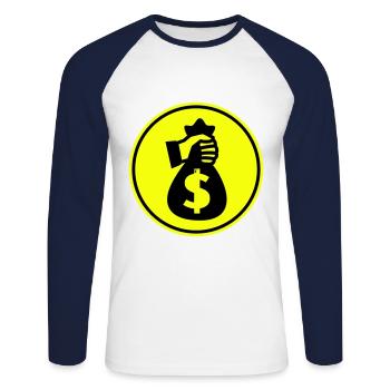 Monnaie Monnaie Silhouette - T-shirt baseball manches longues Homme - blanc/marine - Devant - Nik (191cm)