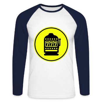 One-armed bandit silhouette icon - Unisex Long Sleeve Baseball T-Shirt - white/navy - Front - Nik (191cm)