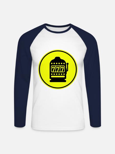 Einarmiger bandit Silhouette icon - Unisex Baseballshirt langarm - Weiß/Navy