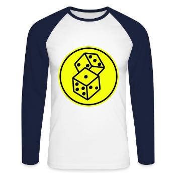 Symbole du casino Dice - T-shirt baseball manches longues Homme - blanc/marine - Devant - Nik (191cm)