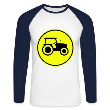 Traktor icon Silhouette - Unisex Baseballshirt langarm - Weiß/Navy - Vorne - Nik (191cm)