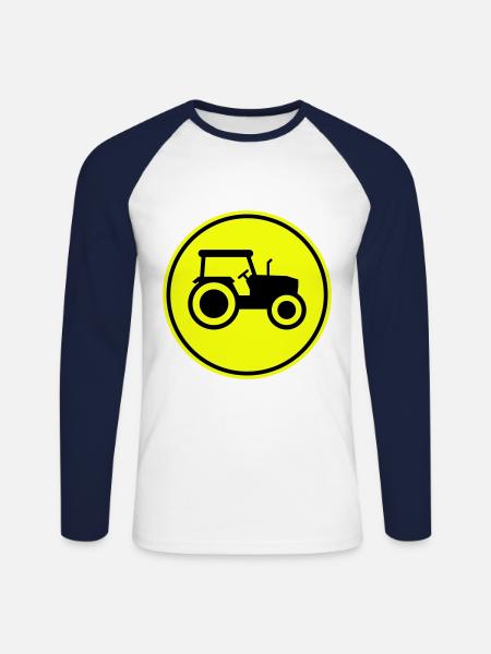 Traktor icon Silhouette - Unisex Baseballshirt langarm - Weiß/Navy