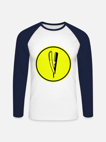 Shave Barber logo icon - Unisex Long Sleeve Baseball T-Shirt - white/navy