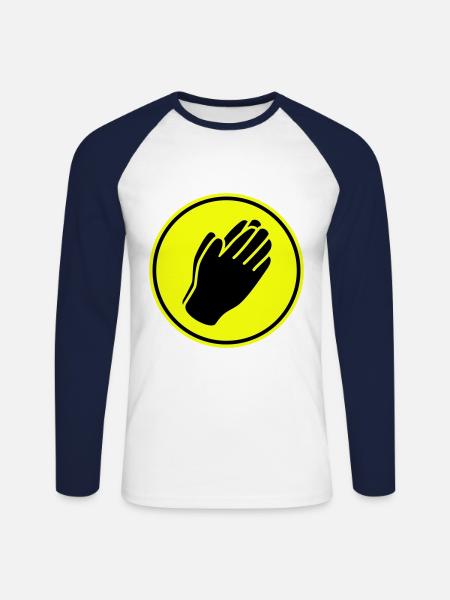 Pray Hands Icon - Unisex Long Sleeve Baseball T-Shirt - white/navy