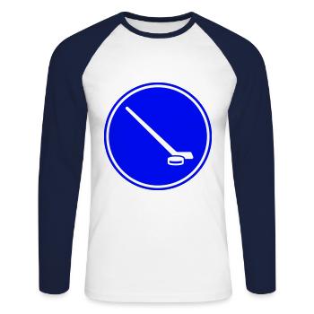 icehockey symbol icon - Unisex Baseballshirt langarm - Weiß/Navy - Vorne - Nik (191cm)