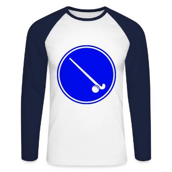 Feldhockey symbol Icon - Unisex Baseballshirt langarm - Weiß/Navy - Vorne - Nik (191cm)