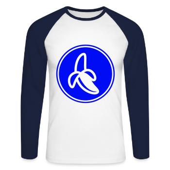 Banane Icon - Unisex Baseballshirt langarm - Weiß/Navy - Vorne - Nik (191cm)