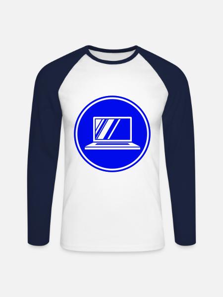 Laptop Symbol - Unisex Baseballshirt langarm - Weiß/Navy