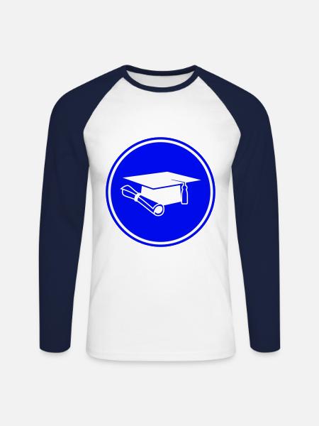 Student cap - Unisex Long Sleeve Baseball T-Shirt - white/navy