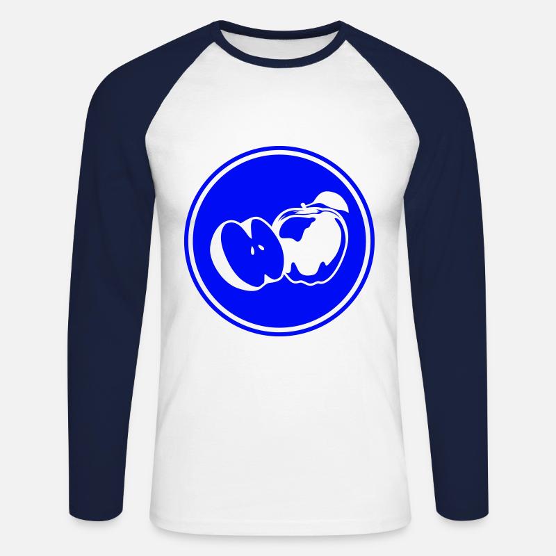 Apfel icon vitamine - Unisex Baseballshirt langarm - Weiß/Navy