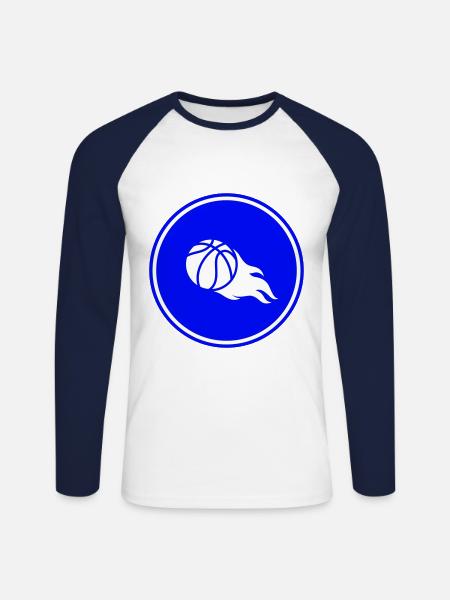 Basketball flame - Unisex Long Sleeve Baseball T-Shirt - white/navy
