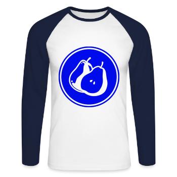 Birne Obst - Unisex Baseballshirt langarm - Weiß/Navy - Vorne - Nik (191cm)