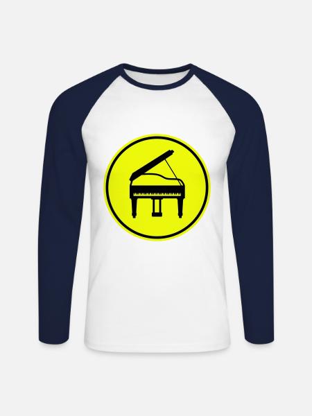 Piano music - Unisex Long Sleeve Baseball T-Shirt - white/navy