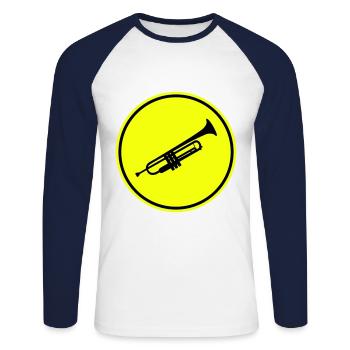 Trompete musik - Unisex Baseballshirt langarm - Weiß/Navy - Vorne - Nik (191cm)