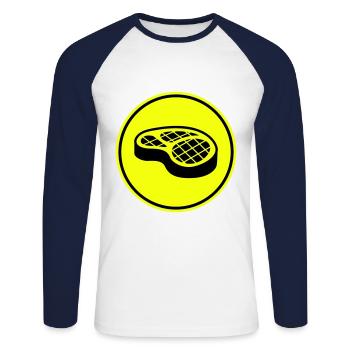 Meat steak symbol - Unisex Long Sleeve Baseball T-Shirt - white/navy - Front - Nik (191cm)