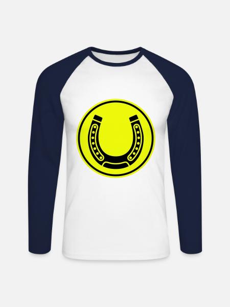 Horseshoe Symbol - Unisex Long Sleeve Baseball T-Shirt - white/navy