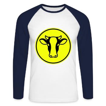 Tête de vache - T-shirt baseball manches longues Homme - blanc/marine - Devant - Nik (191cm)