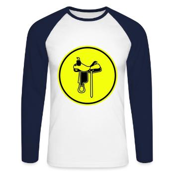Saddle icon - Unisex Long Sleeve Baseball T-Shirt - white/navy - Front - Nik (191cm)