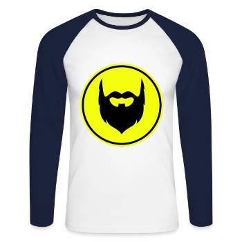 Symbole de barbe - T-shirt baseball manches longues Homme - blanc/marine - Devant - Nik (191cm)