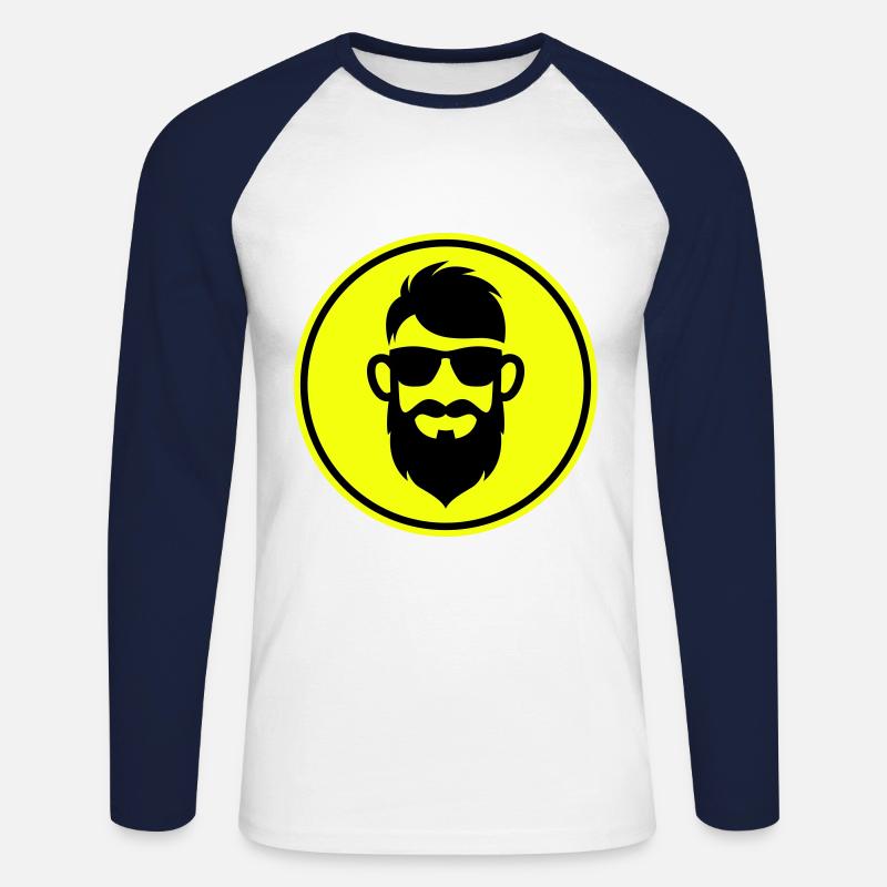 Gesicht bart symbol - Unisex Baseballshirt langarm - Weiß/Navy